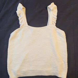 Madewell crocheted ruffle strap sweater tank. Size Large.